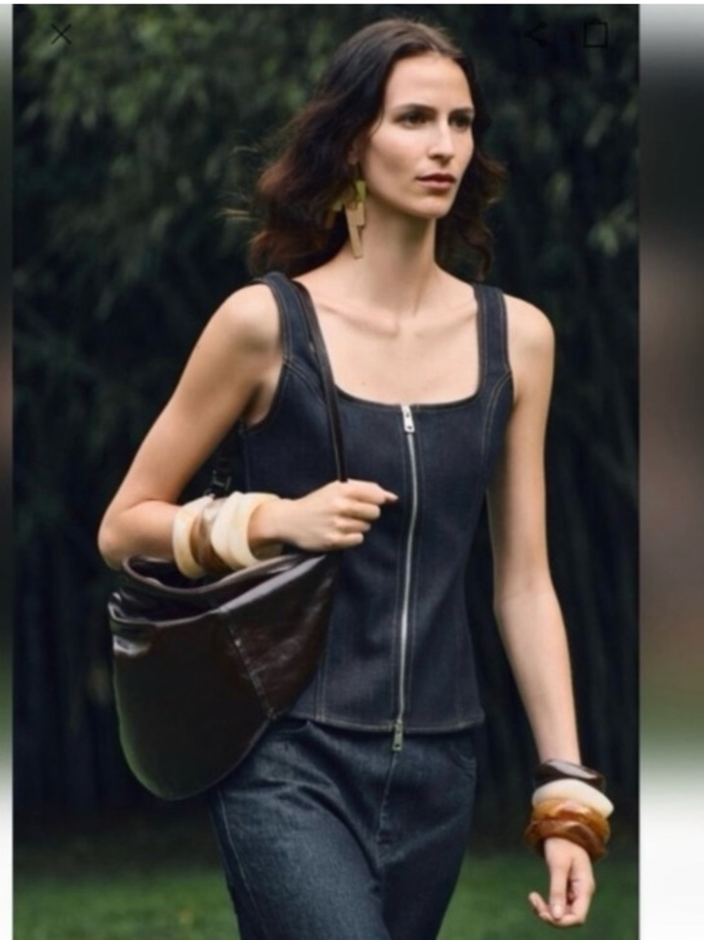 Zara ZW Collection Denim Zip-Front Tank Top